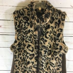 Furry Animal Print Sweater Sleeveless Vest